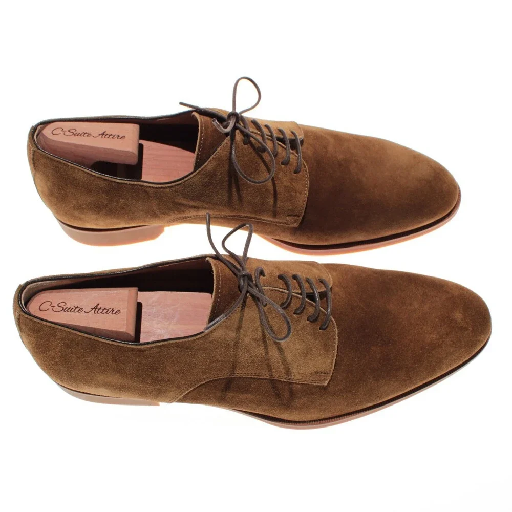 Di Bianco NWD Lace Up Derby Dress Shoes Size 43.5 (US 10.5) in Brown Suede